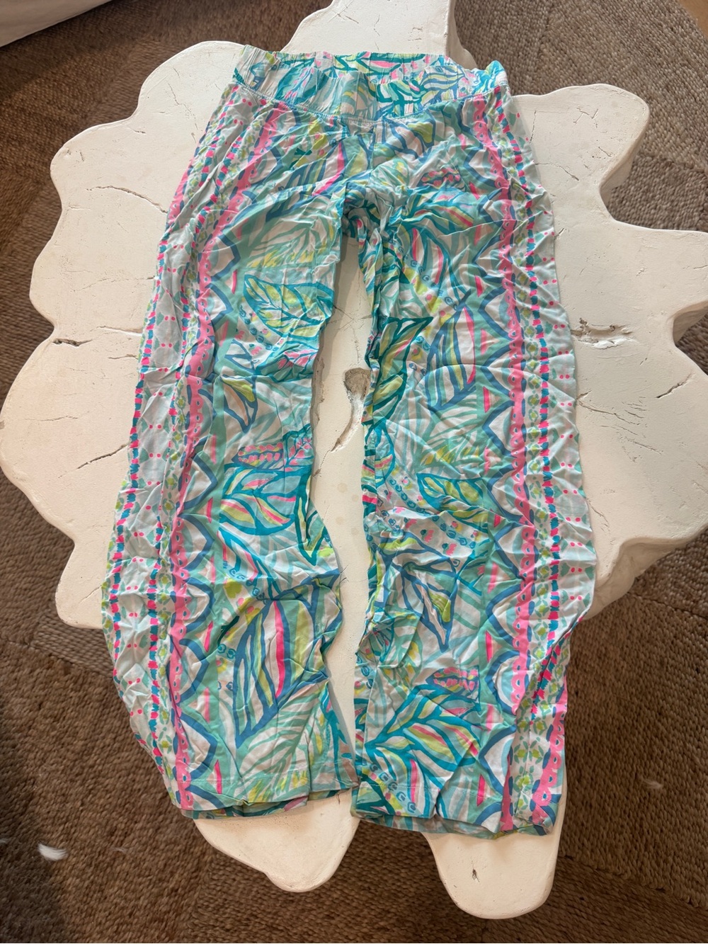 Lilly Pulitzer Aqua, Pink & Green Leaf-Print Ruffle Leggings